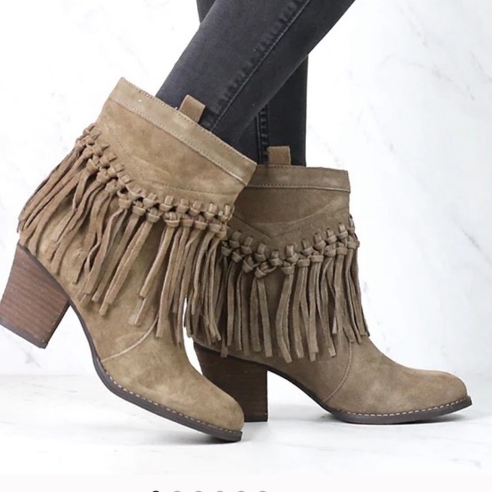 Sbicca Sound  Suede Leather Fringe Bootie
